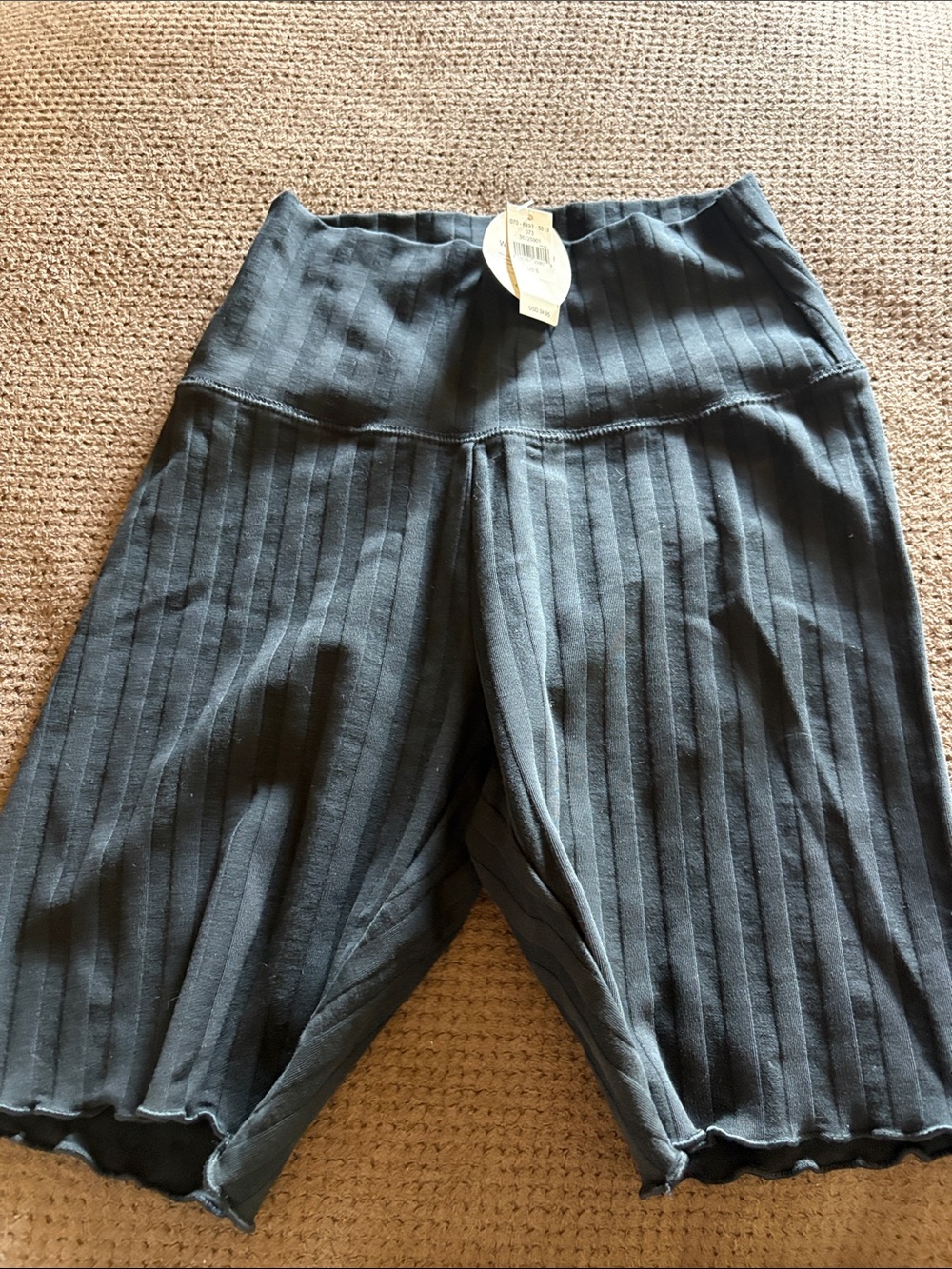 aerie Black Ribbed High-Waist Athletic Shorts